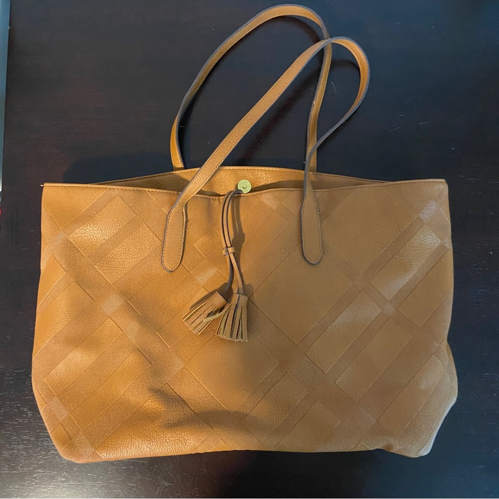 Tan Textured Tote Bag